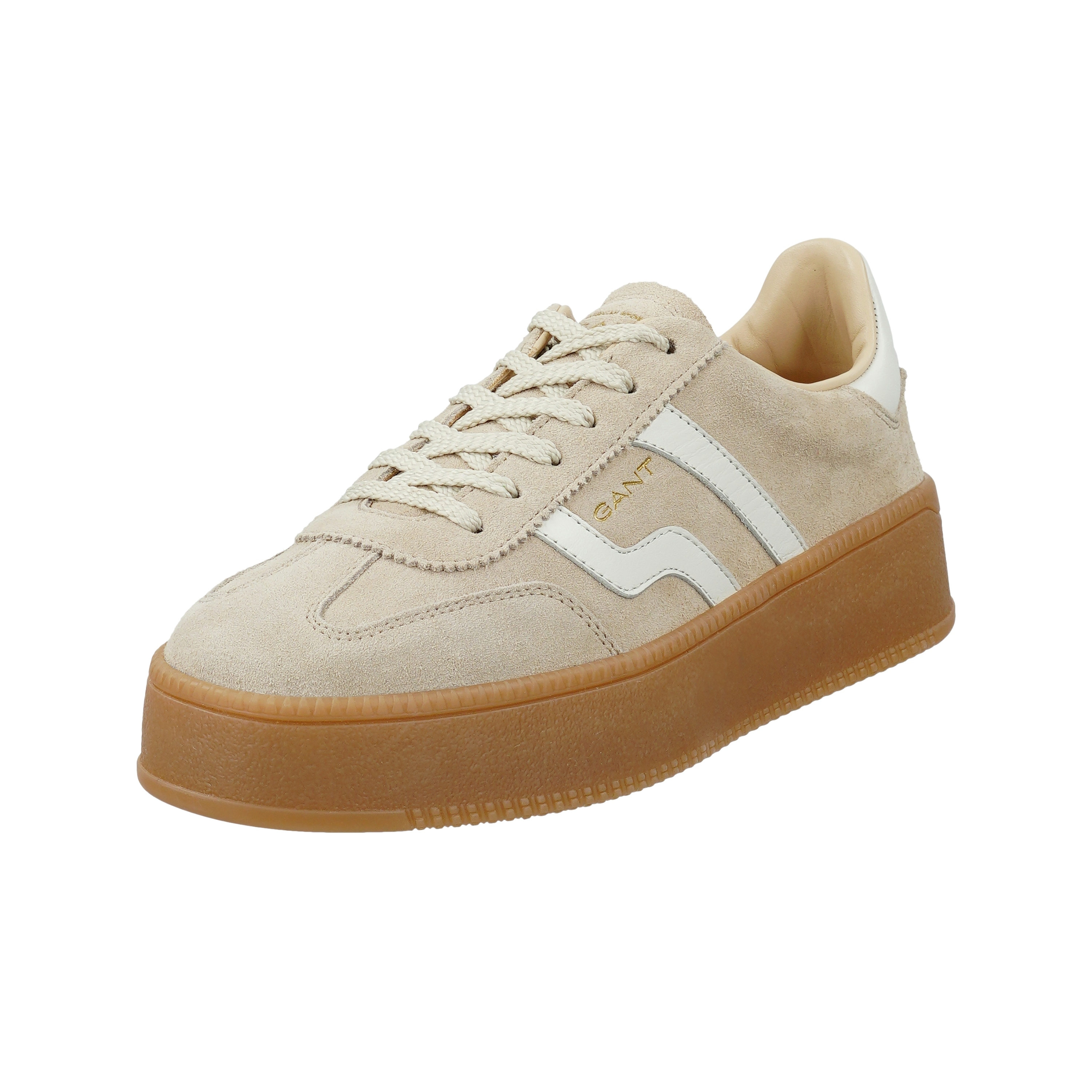 Plateausneaker GANT "Cuzmani", Damen, Gr. 41, leuchtendes beige, sanftes weiß, Schuhe Plateausneaker, Retro Sneaker, Schnürschuh, Freizeitsneaker mit Lederfutter