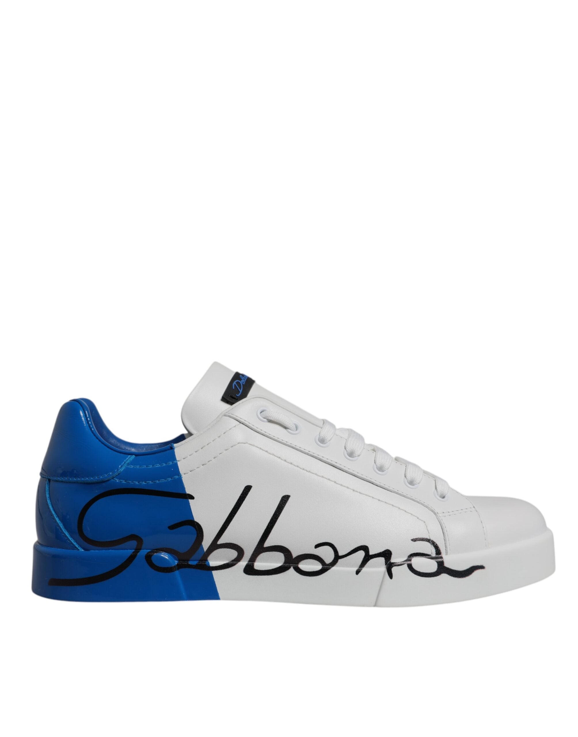 Dolce & Gabbana Weiße Blaue Leder Logo Niedrigschnitt Sneaker Schuhe