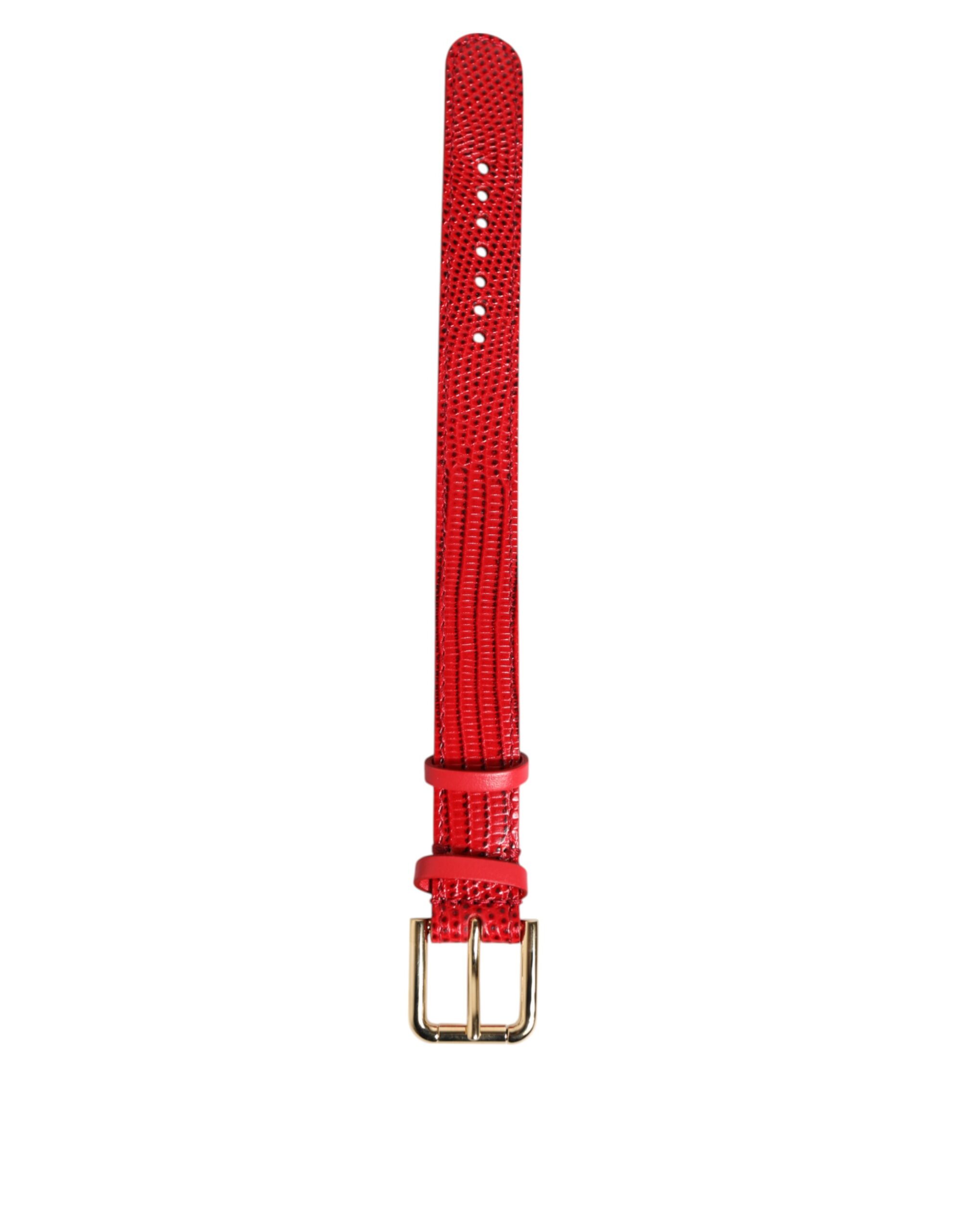Rotes exotisches Leder Armband mit goldfarbener Metallschließe für Damen