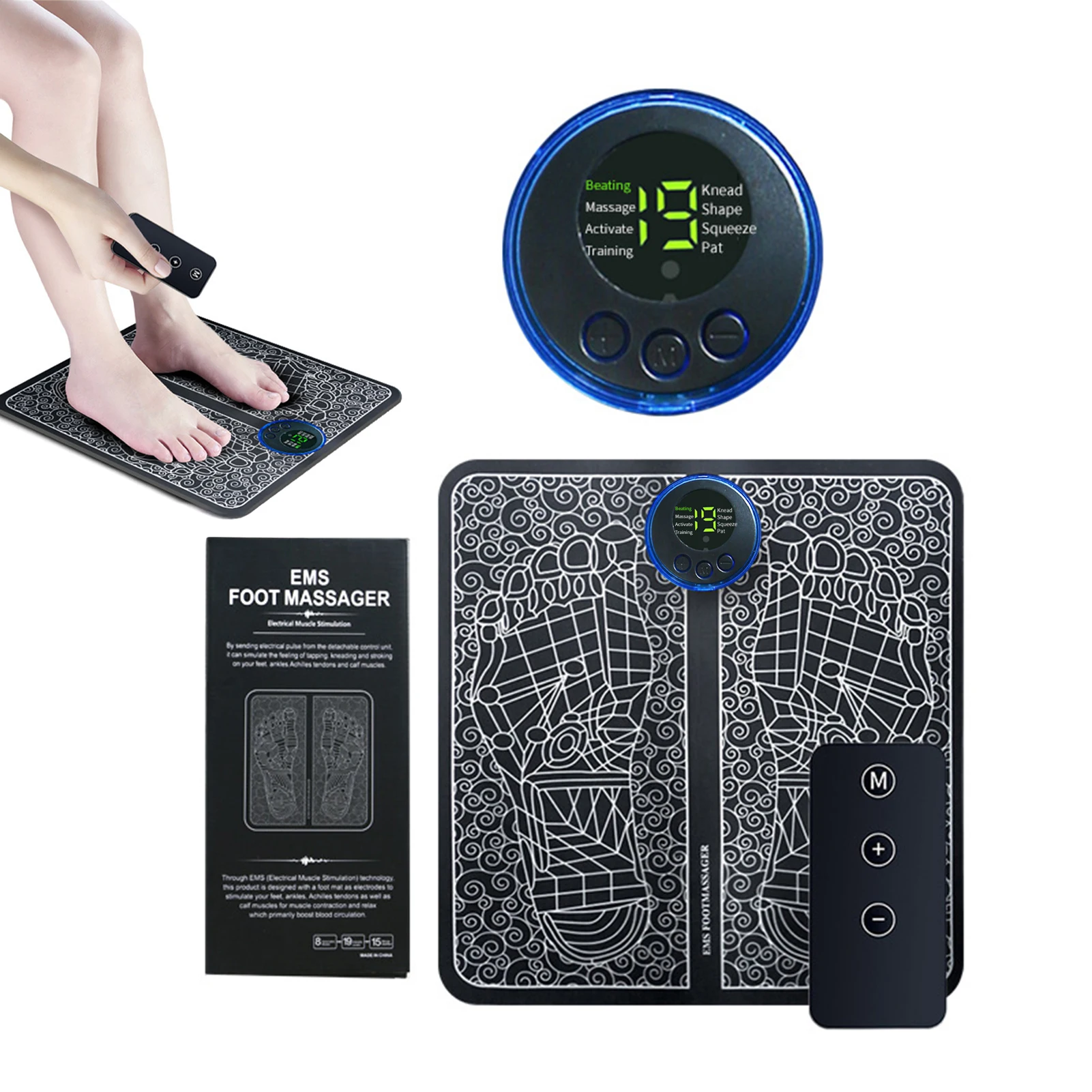 Tapis de Massage électrique EMS pour les pieds, relaxation, stimulateur musculaire, coussin de Massage façonnant, améliore la Circulation, Relaxation musculaire