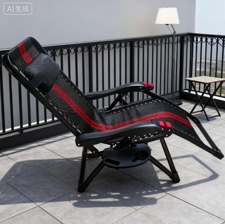 1 Stück langlebiger Klappstuhl-Beistelltisch-Befestigung, Getränke- und Snack-Aufbewahrungstablett aus Kunststoff, kein Strom erforderlich, Schwarz