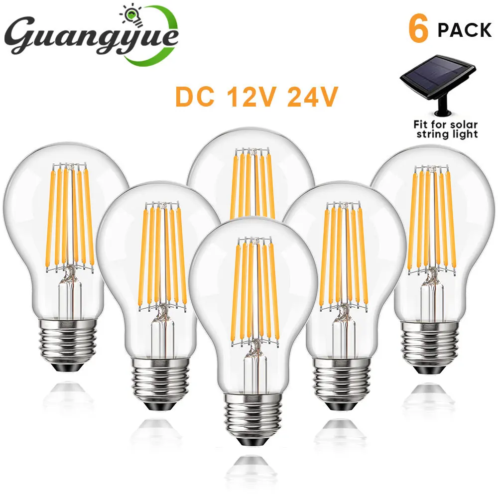 24V 12V Niederspannungs-LED-Glühbirne Warmweiß 2700K 6W E27 A19 Glühbirnen für netzunabhängige Solarbatteriesysteme Wohnmobile Marine Lighting Image