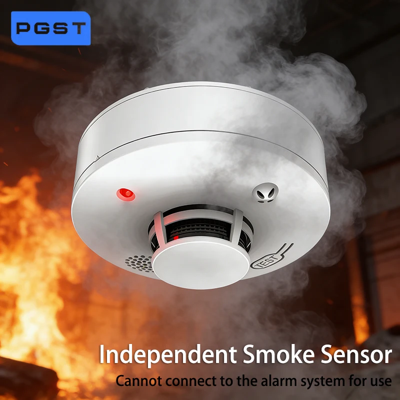 PGST Rilevatore sensore di allarme di fumo domestico indipendente Protezione di sicurezza Tester sensore rilevatore di fumo allarme antincendio domestico