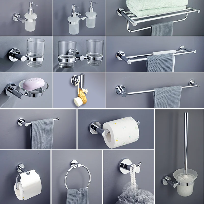 Chrom Bad Hardware Sets Edelstahl Wc-bürstenhalter WC Rollen Papier Handtuch Bar Regal Dusche Seife Dish Wand Robe haken