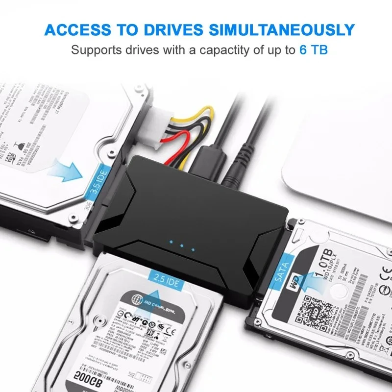 USB 3.0 zu SATA IDE Festplattenadapter 2,5/3,5 Zoll HDD SSD Optisches Laufwerk Datenübertragungskonverter für Laptop Desktop Festplatte Image