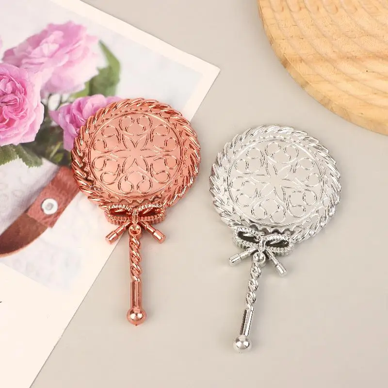 Tragbare Vintage Handheld Make-Up Spiegel Hand Halten Runde Kosmetik Spiegel Europäischen Stil Edle Alte Gericht Spiegel Schönheit Werkzeug
