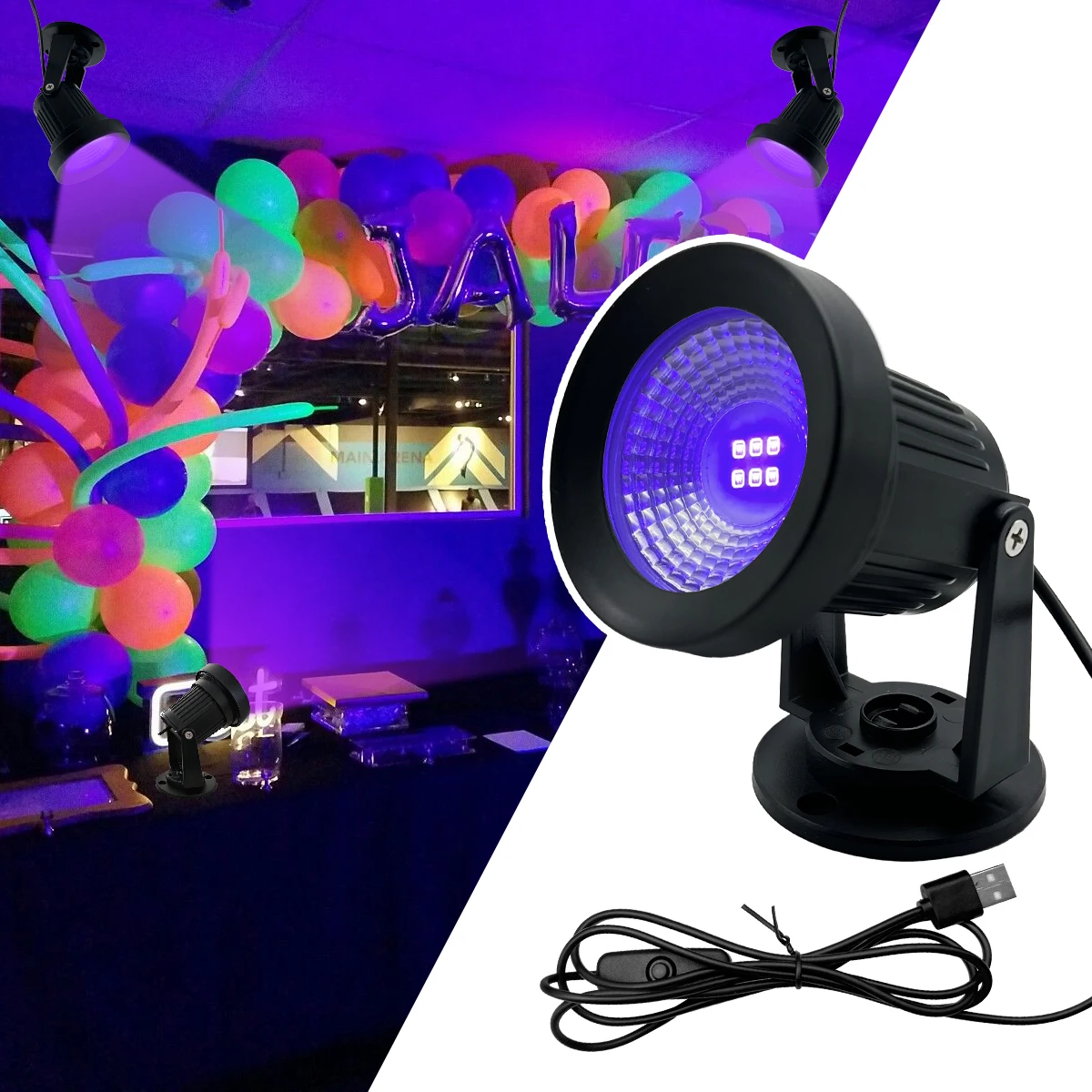 Lampe à lumière noire 395nm, lampe en résine à polymérisation UV, lampe de séchage des ongles ultraviolette, tapisserie fluorescente à lumière violette, lampe de fête