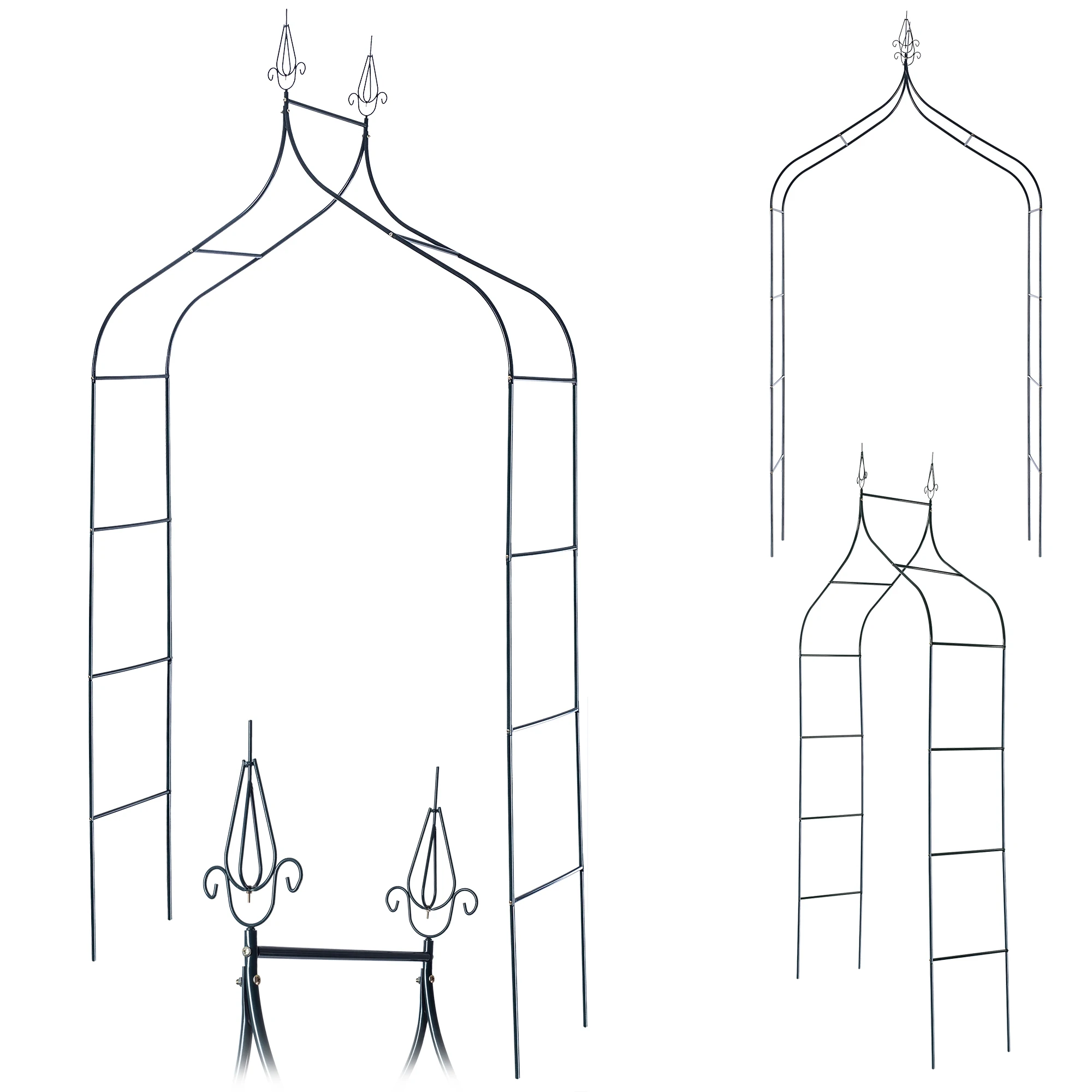 Kadax Garten Pergola Metall 255cm Bogen Blumen Pflanze Pflanze Reben Unterstützung Image