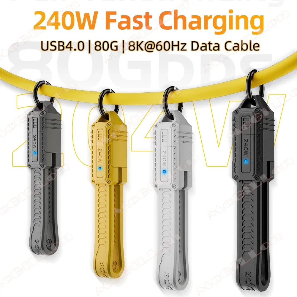 Schlüsselanhänger USB4 80 Gbit/s FPC Datenkabel PD240W 5A USB C auf Typ C Kabel für iPhone 16 15 MacBook Thunderbolt 4 8K@60Hz USB C Kabel Image