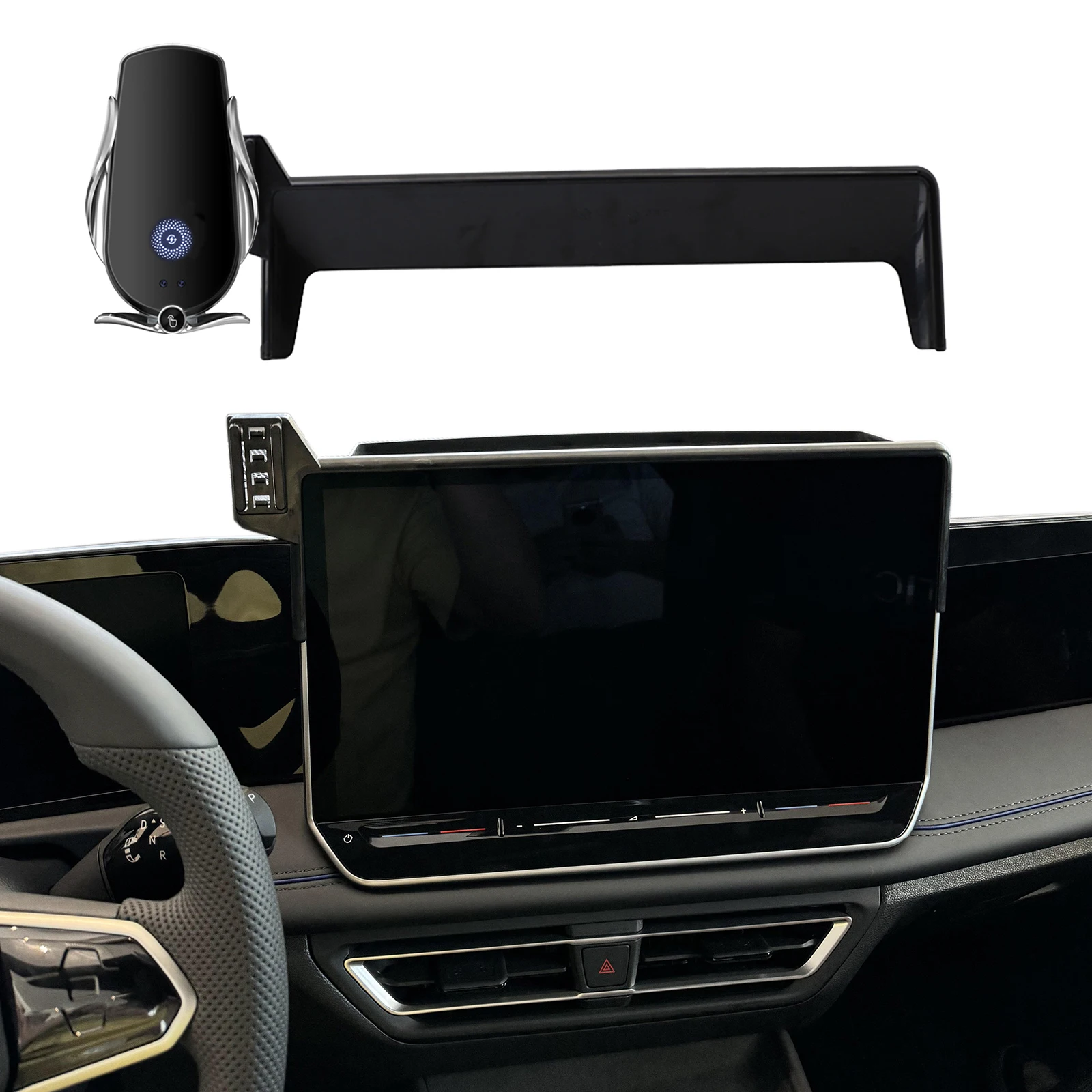 Für VW Tiguan 2025 2026 (15 Zoll) (12,9 Zoll) Telefonhalter Bildschirm Feste Navigationshalterung Basiszubehör Drahtloses Laden Image