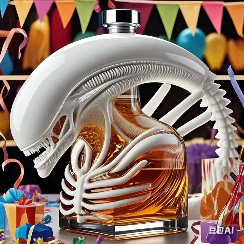 Alkohol-Dekanter im Special Ops Design – Motorglasflasche mit Lederband, Man Cave Dekor Image