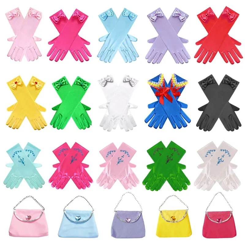 Mädchen Schneewittchen Handschuhe Dress up Party Supplies Kinder Prinzessin Cosplay Kostüm Für Elsa Anna Belle Handschuhe Rosa Lila Gelb