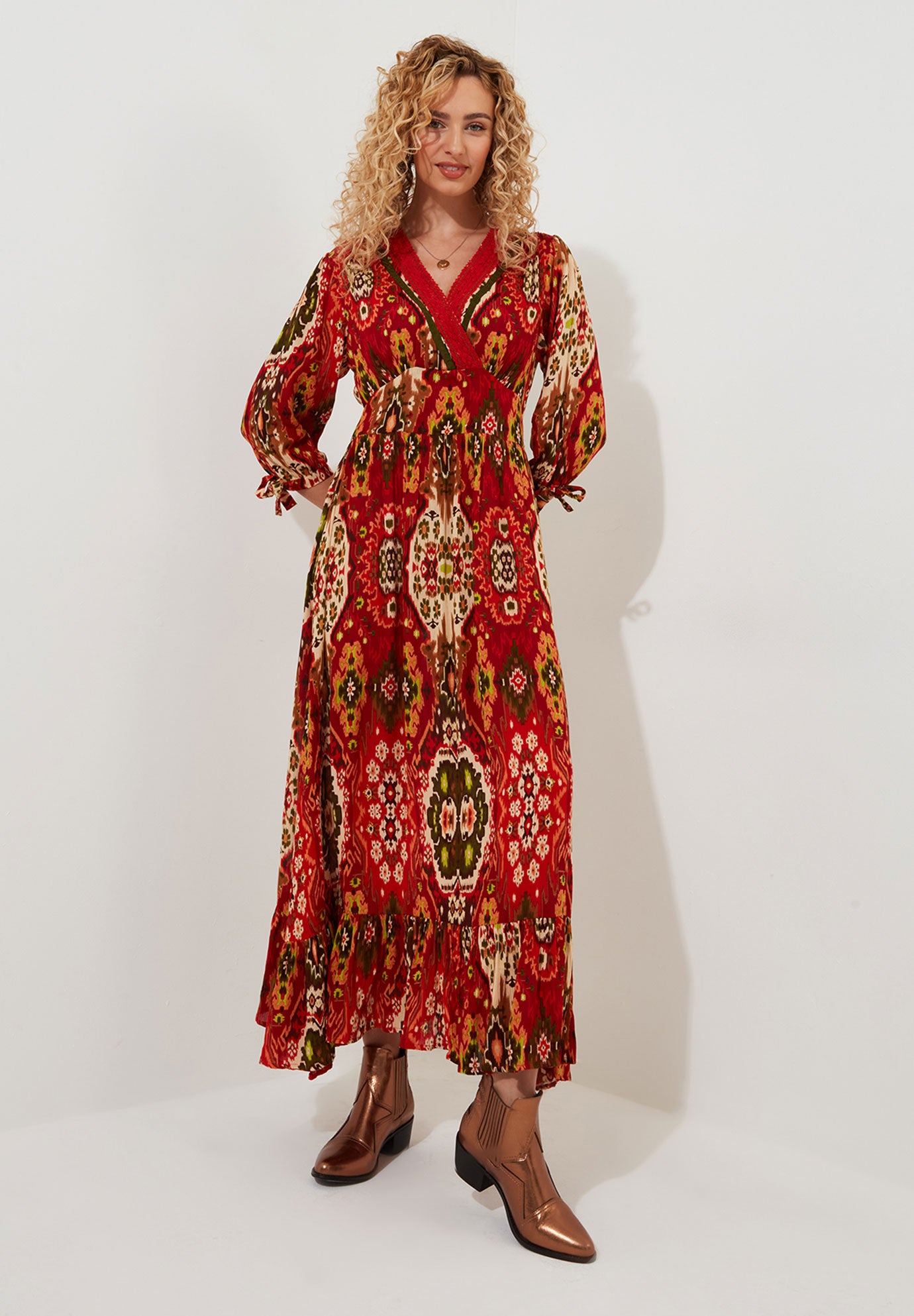 Plus Size Women's Surplice Flounce Maxi Dress by Joe Browns in Boho Tapestry (Size 16 W)