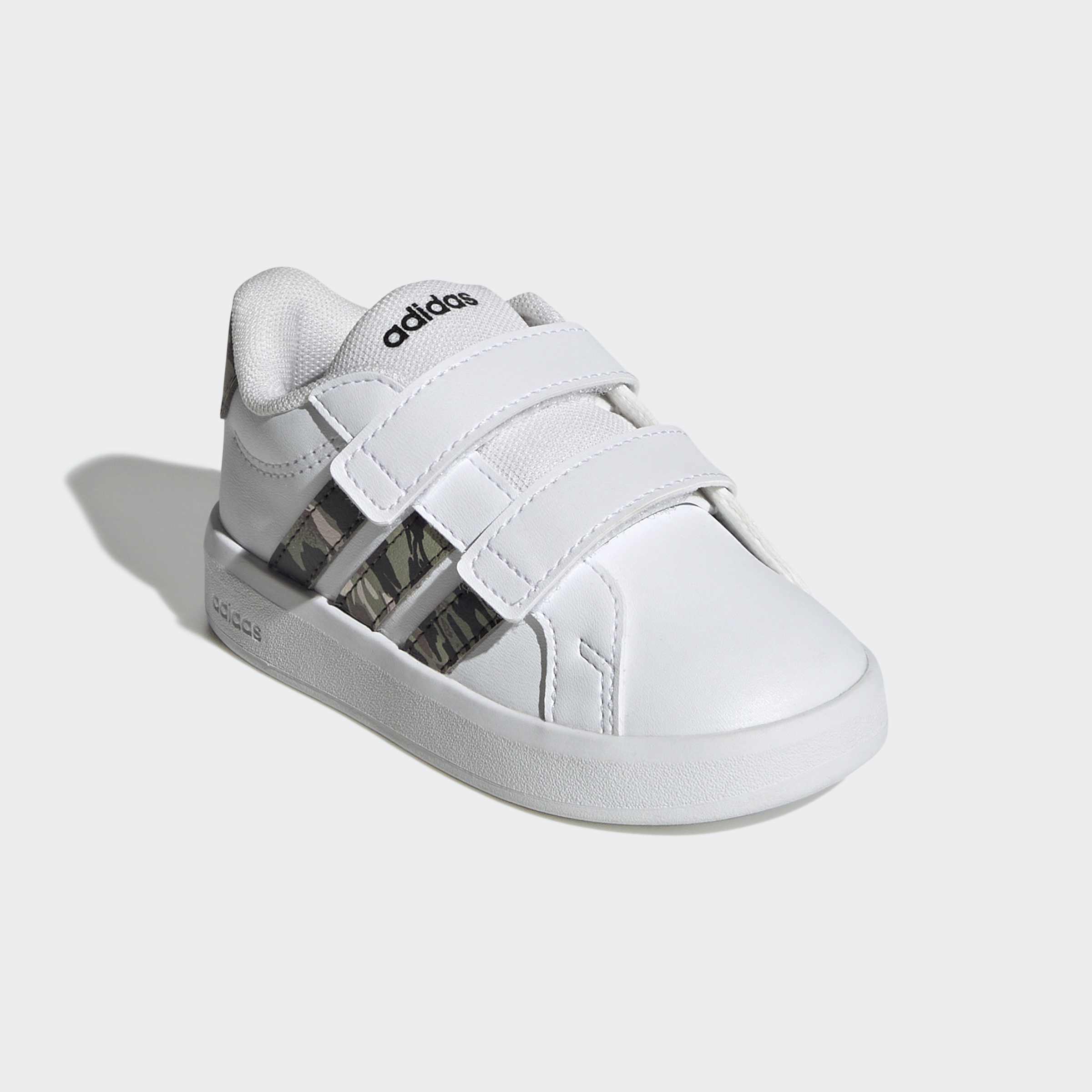 Klettschuh ADIDAS SPORTSWEAR "GRAND COURT 3.0 FÜR BABYS UND KLEINKINDER", Kinder, Gr. 25, cloud weiß, tent grün, core schwarz, Synthetik, Textil, Schuhe Klettschuh, für Kinder