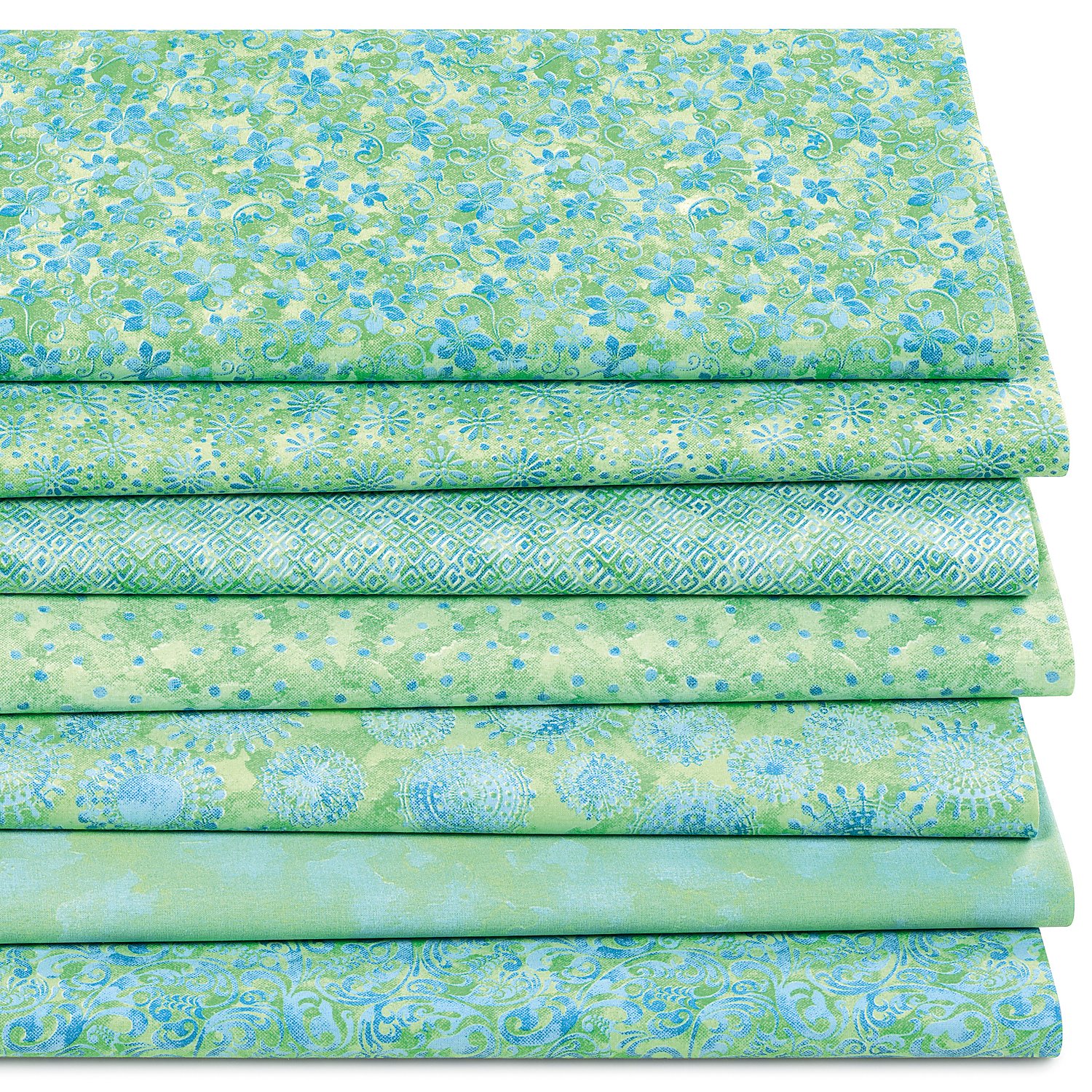 Patchwork- und Quiltpaket Batik, blau/grün Image