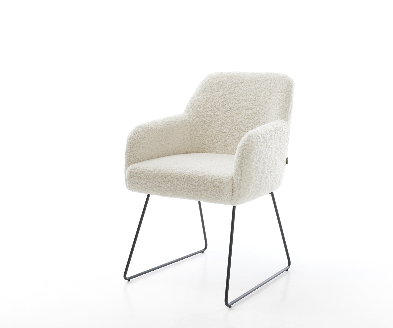 DELIFE Esszimmerstuhl Greg-Flex Teddystoff Beige Kufengestell Schwarz Taschenfederkern, Esszimmerstühle Image