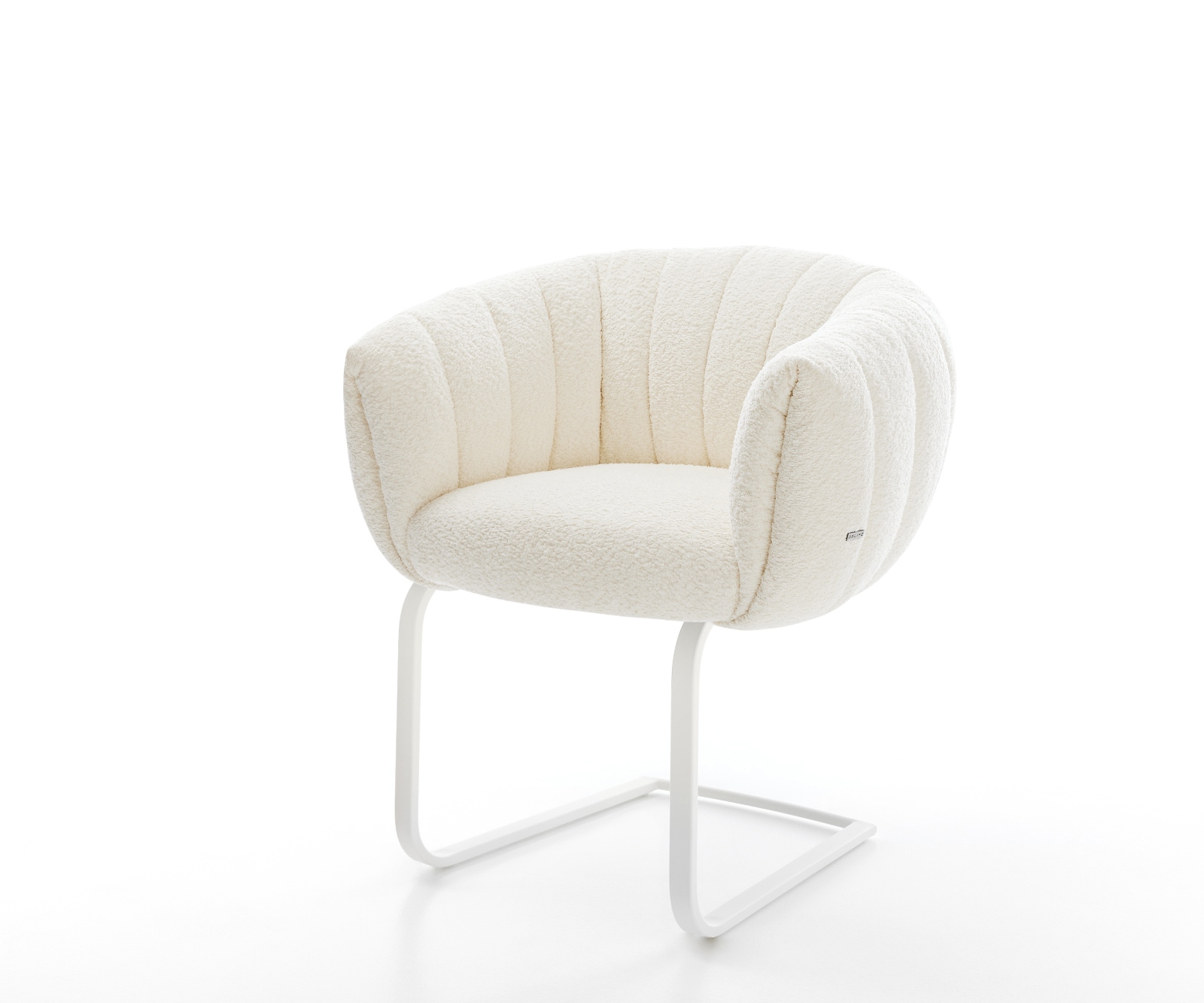 DELIFE Freischwinger Jada-Flex Bouclé Weiß Freischwinger flach Weiß Taschenfederkern, Esszimmerstühle Image