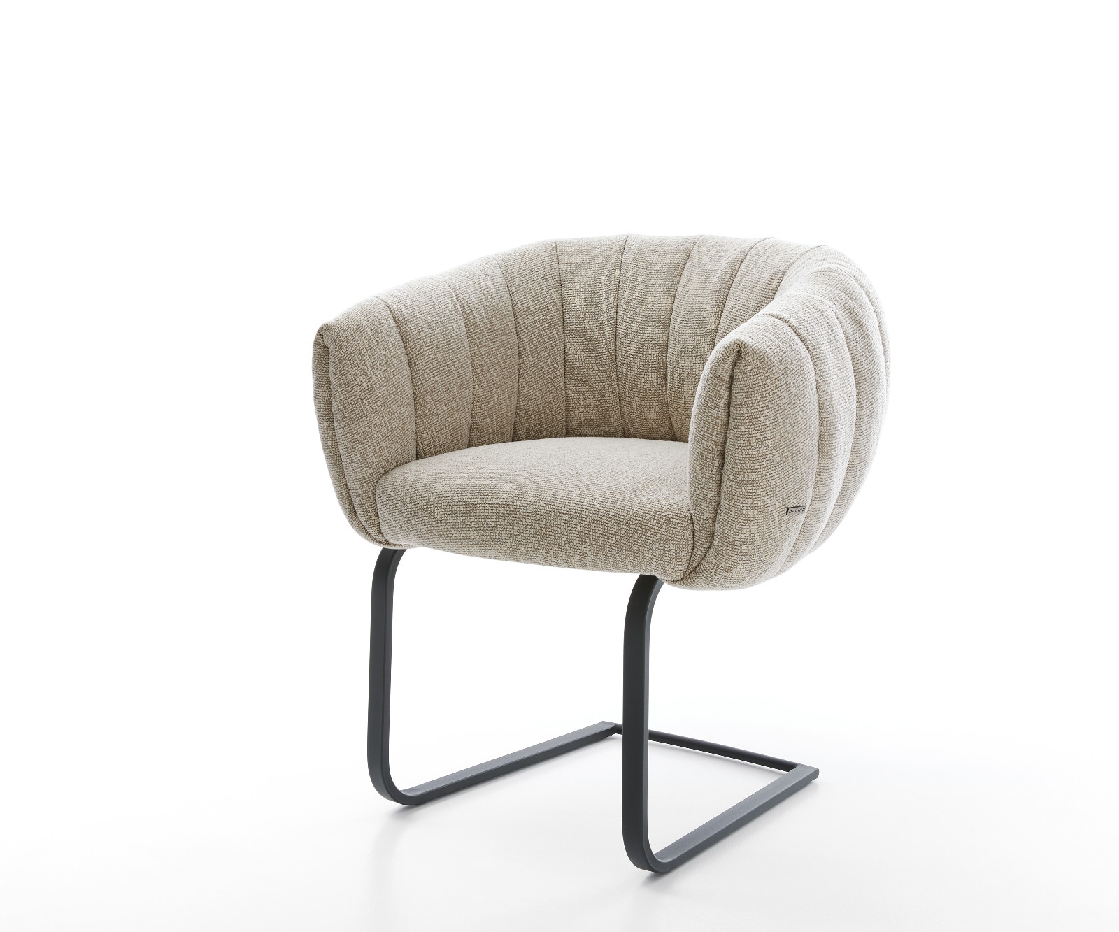 DELIFE Freischwinger Jada-Flex Webstoff Soft Beige Freischwinger flach Schwarz Taschenfederkern, Esszimmerstühle Image