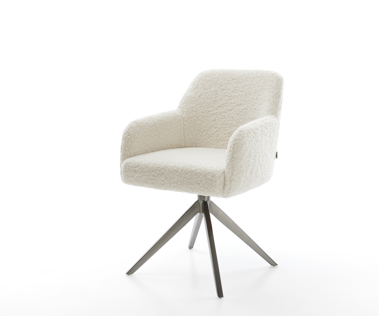 DELIFE Drehstuhl Greg-Flex Teddystoff Beige Kreuzgestell breit Graphit 360° drehbar Wippfunktion Taschenfederkern, Esszimmerstühle Image