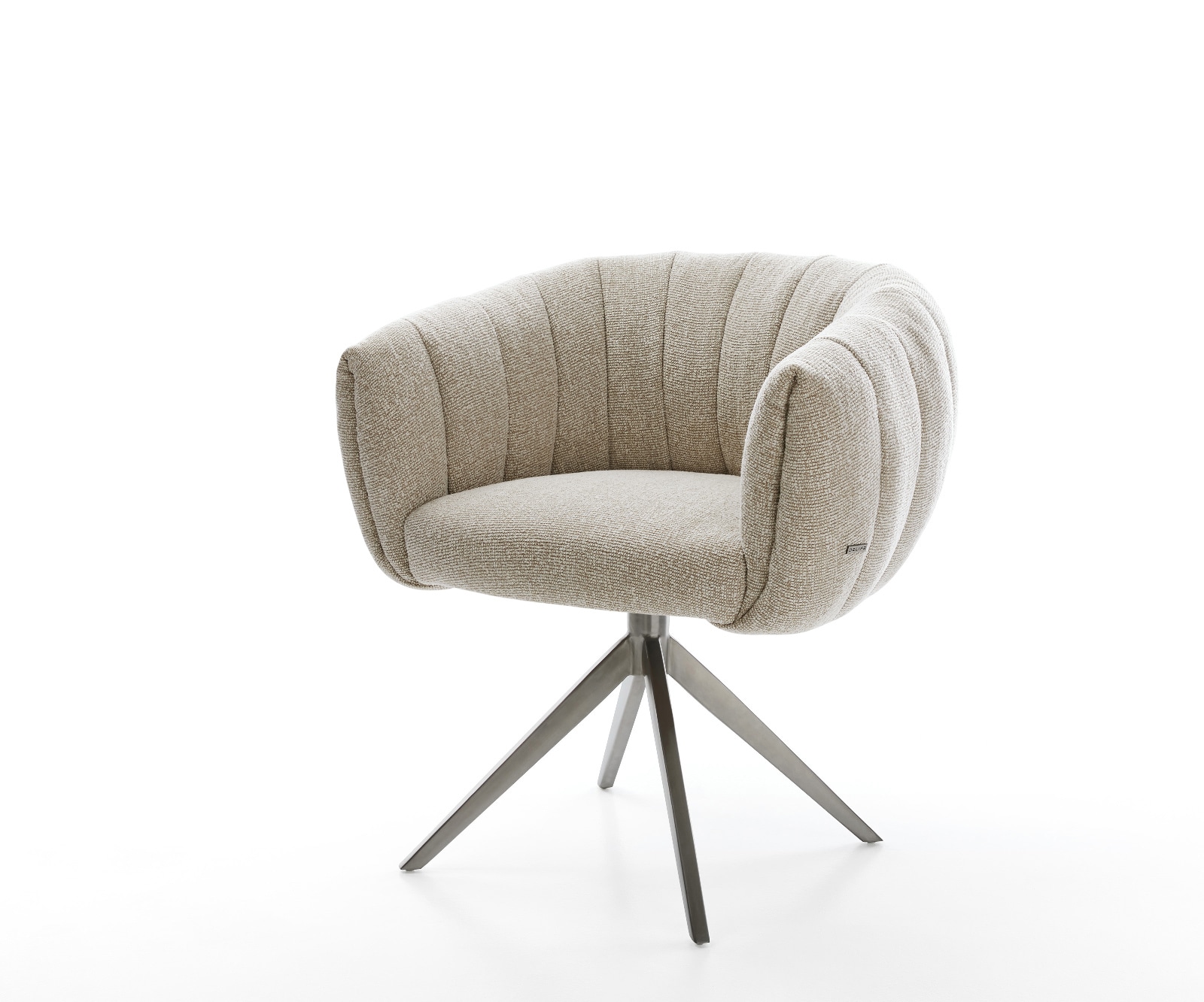 DELIFE Drehstuhl Jada-Flex Webstoff Soft Beige Kreuzgestell breit Graphit 360° drehbar Wippfunktion Taschenfederkern, Esszimmerstühle Image