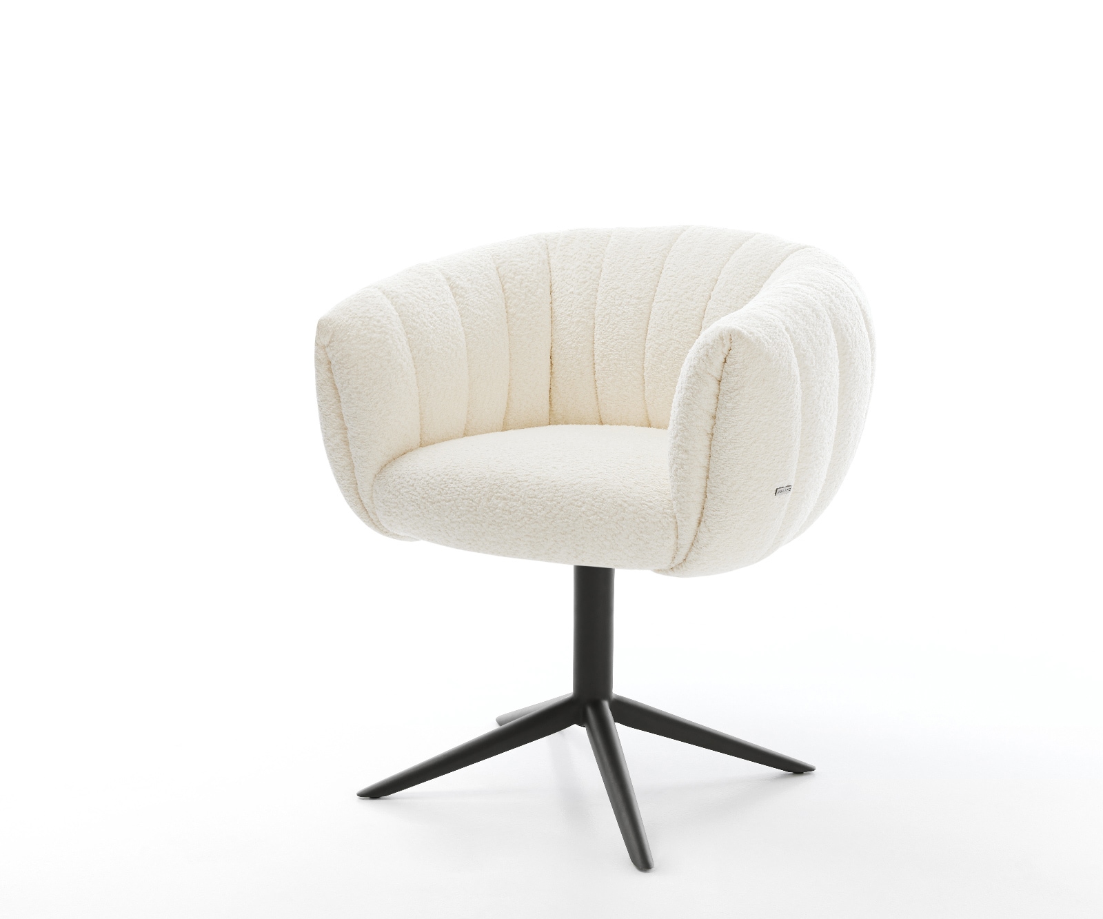 DELIFE Drehstuhl Jada-Flex Bouclé Weiß Fußkreuz Schwarz 360° drehbar Wippfunktion Taschenfederkern, Esszimmerstühle Image