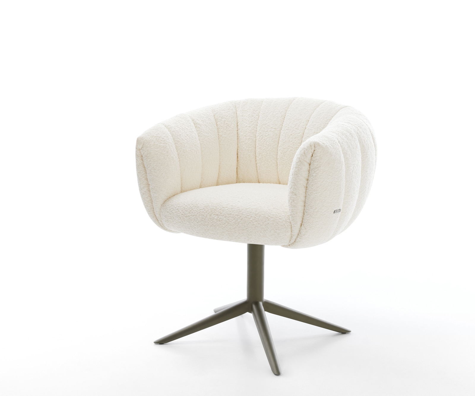 DELIFE Drehstuhl Jada-Flex Bouclé Weiß Fußkreuz Effektfinish Titan 360° drehbar Wippfunktion Taschenfederkern, Esszimmerstühle Image