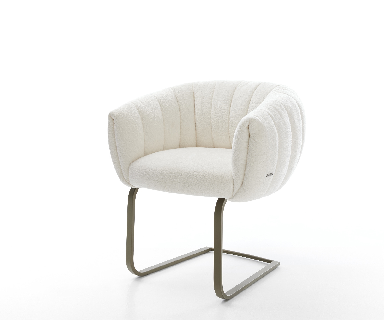 DELIFE Freischwinger Jada-Flex Bouclé Soft Beige Freischwinger flach Effektfinish Titan Taschenfederkern, Esszimmerstühle Image