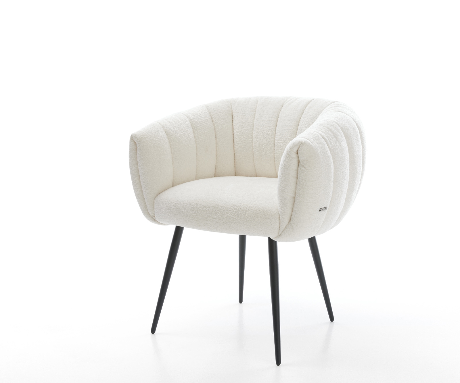 DELIFE Esszimmerstuhl Jada-Flex Bouclé Soft Beige 4-Fuß konisch Schwarz Taschenfederkern, Esszimmerstühle Image