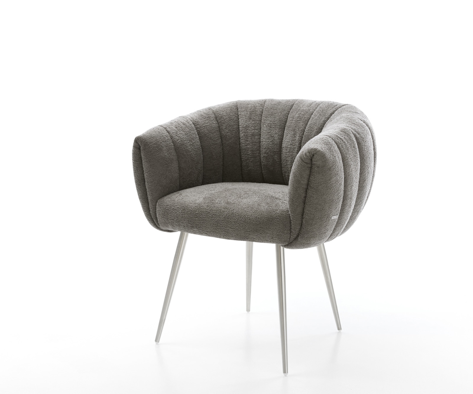 DELIFE Esszimmerstuhl Jada-Flex Bouclé Soft Schlamm 4-Fuß konisch Edelstahl Taschenfederkern, Esszimmerstühle Image