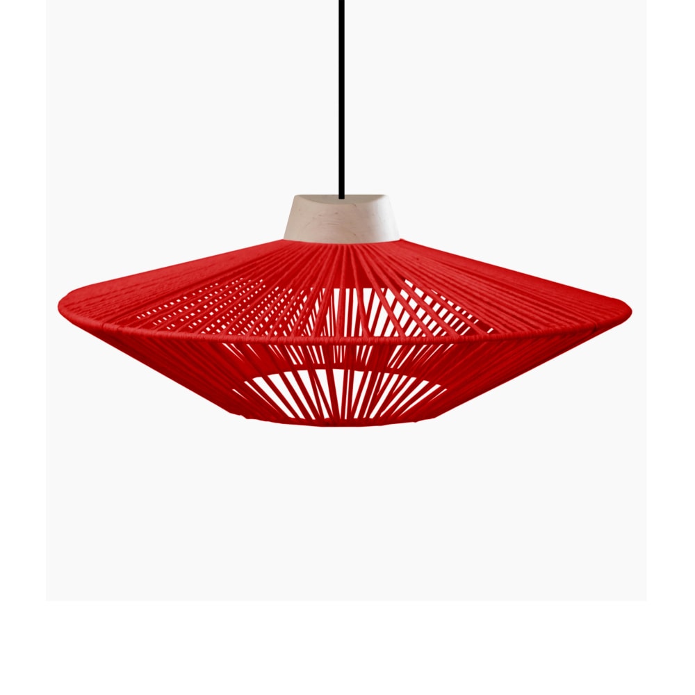 Suspension métal H90cm naturel;Abat-jour: rouge