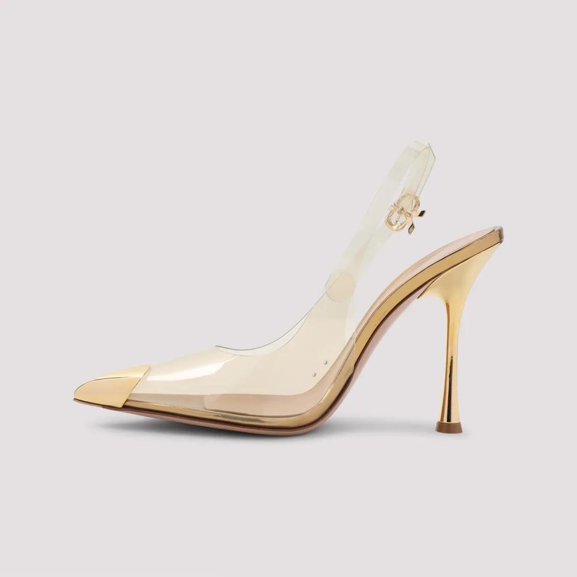 Gianvito Rossi Hohe Schuhe - Metallic High-Heeled Pumps With Transparent Upper - Gr. 39,5 (EU) - in Beige - für Damen