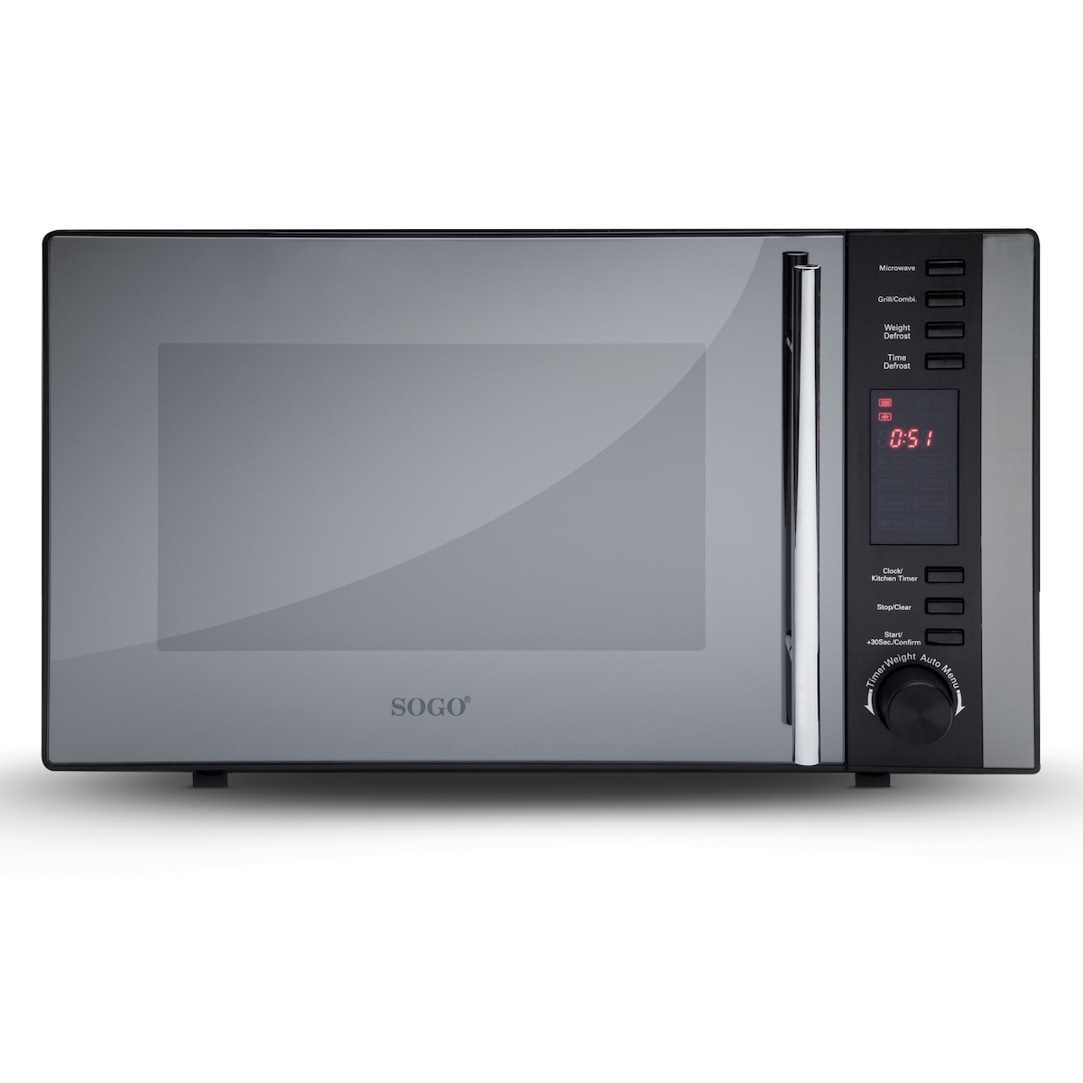 SOGO Mikrowelle & Grill 25L aus Stahl, Spiegeltür, Digitaldisplay, 1000W Grill, 900W Mikrowelle – Modernes, Leistungsstarkes Gerät Image