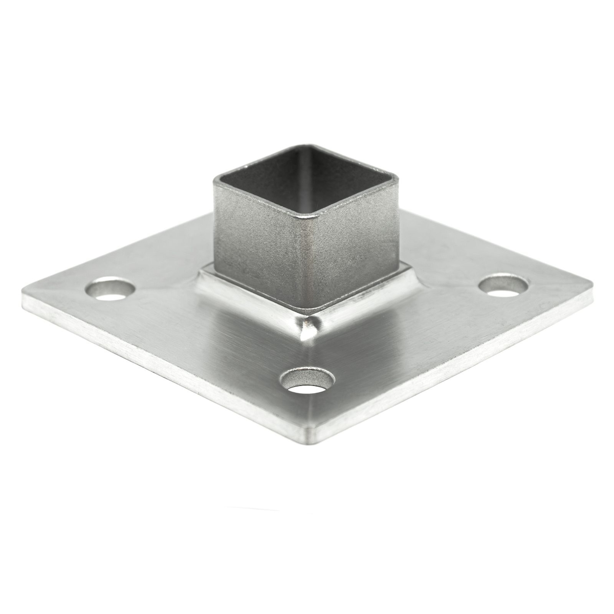 PRIOstahl Bodenhülse Bodenanker 4-loch Platte Ø 40 x 40 x 2 mm für Vierkantrohre aus Edelstahl V2A Image