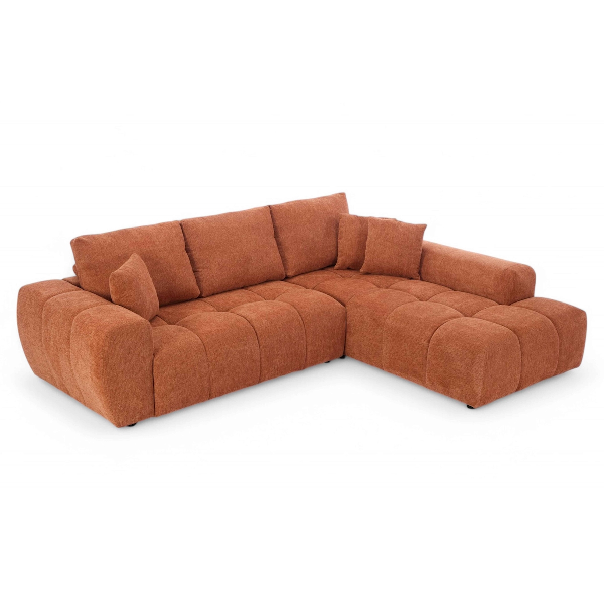 Oviala Business Ecksofa mit geradem Meridian in 3-sitzigem Stoff Terracotta Image