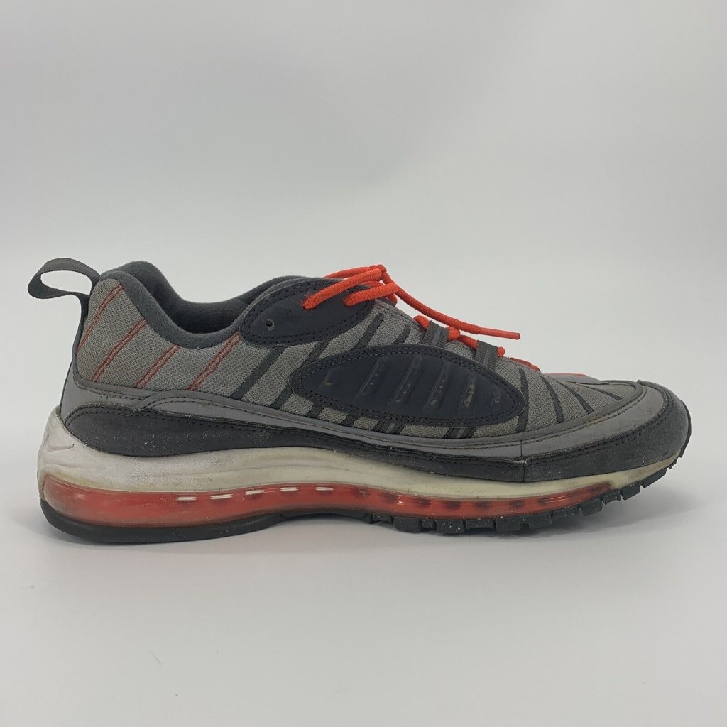 Nike Shoes | Men's Nike Air Max 98 Total Crimson Running Shoes Gray Orange Size 12 | Color: Gray/Orange | Size: 12