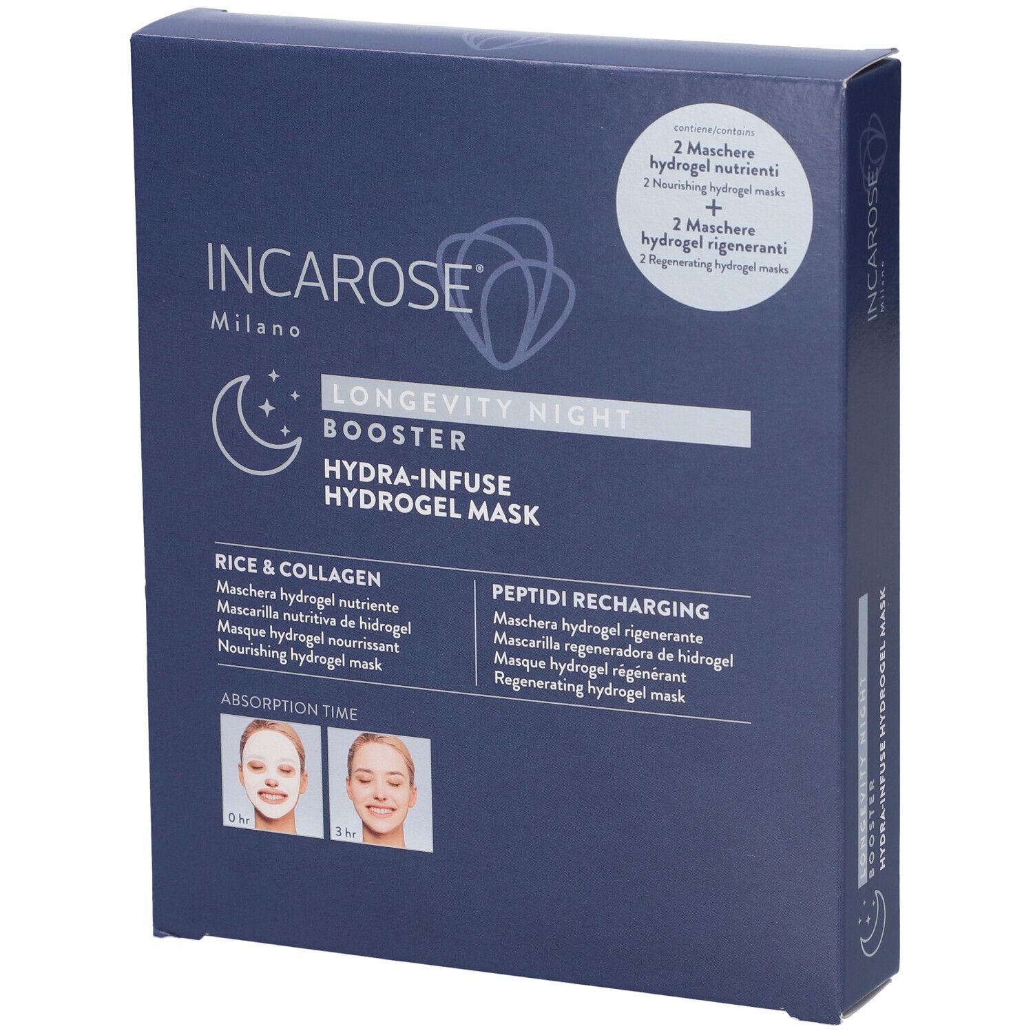 Incarose Longevity Night Booster Cofanetto 2 Maschera Hydrogel Nutrien