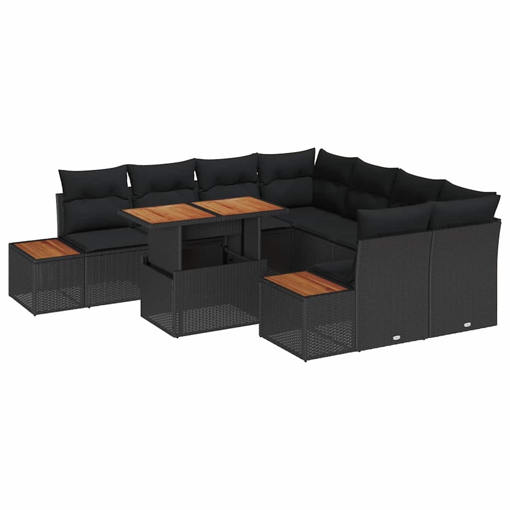 vidaXL Garten-Sofa-Set mit Speicher 9 pcs Schwarz Poly Rattan Image