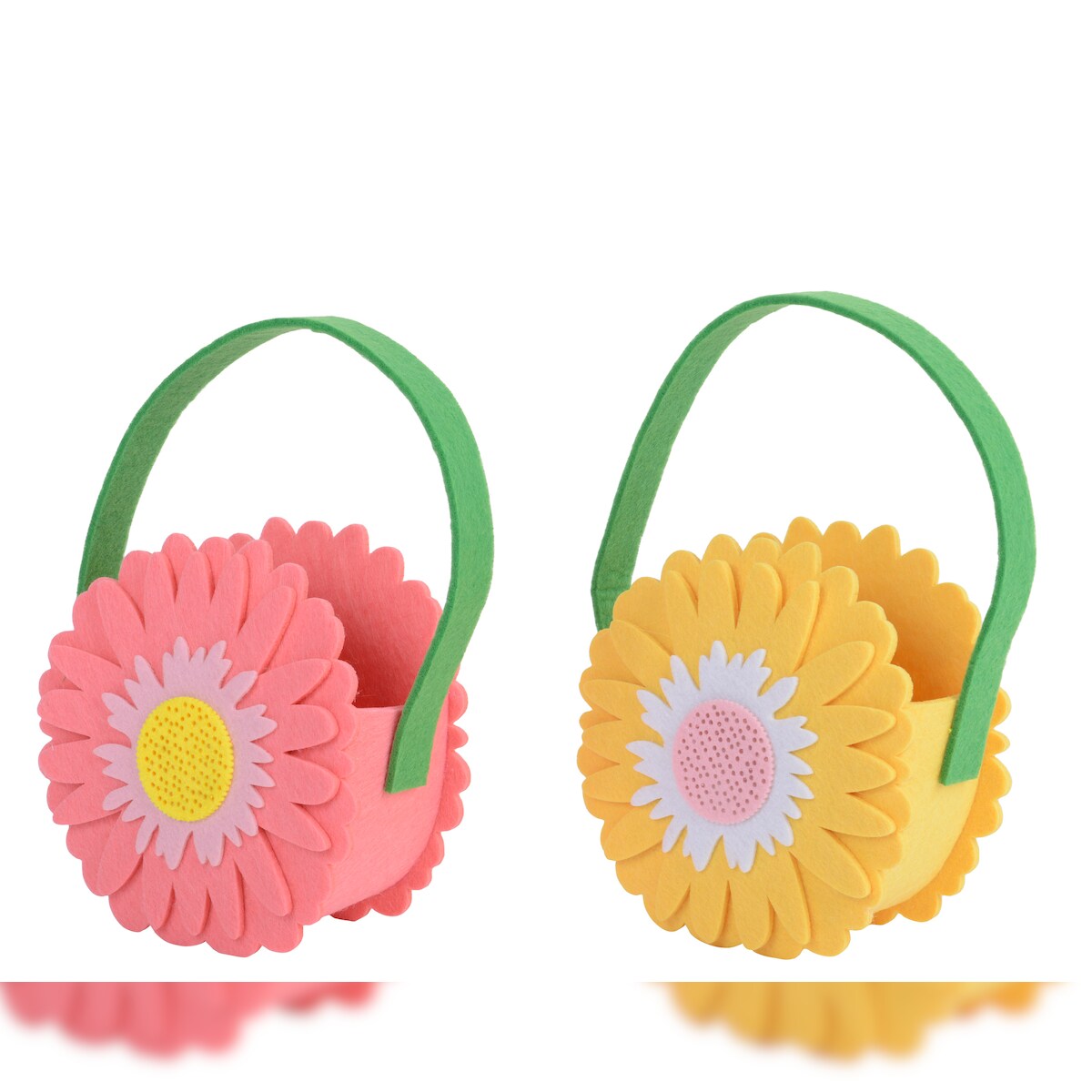 Decoris 1 Osterkörbchen 14cm Filzkorb in Blumenform mit Henkel Osterkorb Osternest Osterdeko Filztasche Ostereiersuche Sammeltasche Ostereierkorb Image