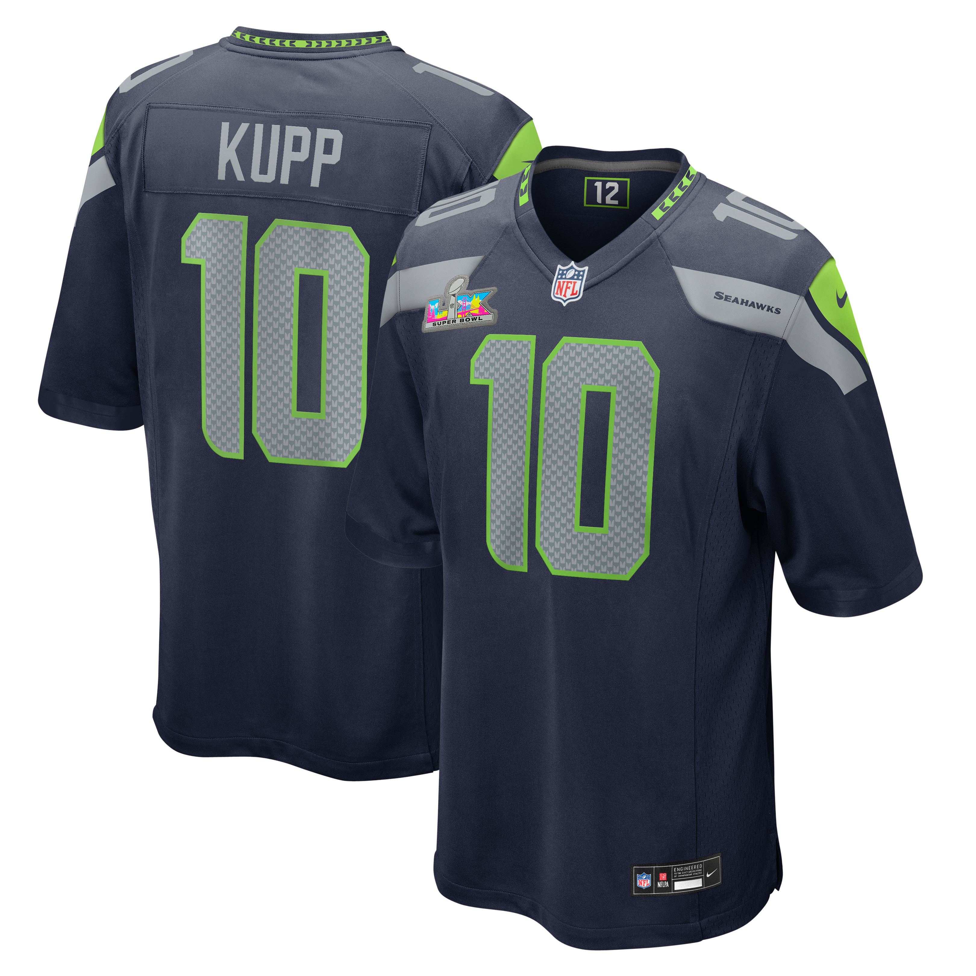 Seattle Seahawks Nike Game Heimtrikot Super Bowl LX Patch - Marineblau - Cooper Kupp - Herren Image