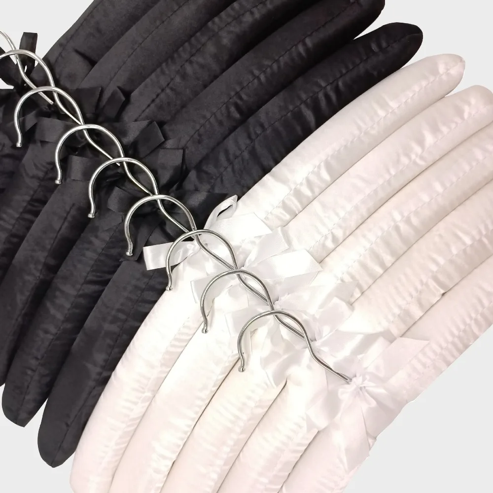 5PCS Hotel Clothes Satin Padded Clothes Hanger Display Hanger Sponge Hangers Silk Wrapped