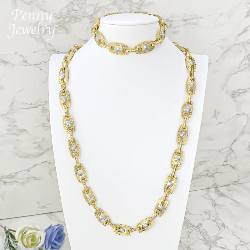 Set di gioielli con bracciale e collana hip-hop di lusso alla moda per uomo Dubai Gioielli personalizzati alla moda placcati in oro 18 carati per regali per feste