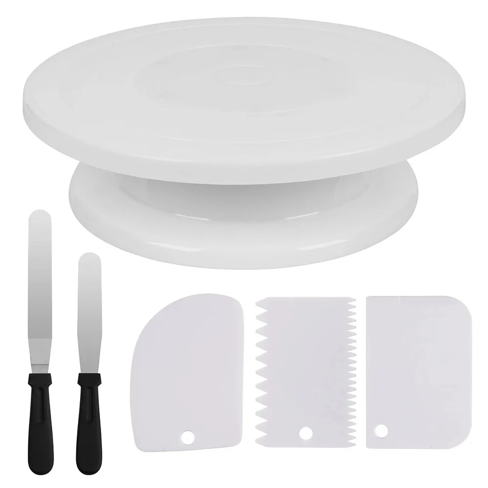 1/6 pz Torta Giradischi Set di Plastica Girevole Torta Decorazione Del Basamento Torta Glassa Giradischi include 2 spatole 3 spatole per glassa