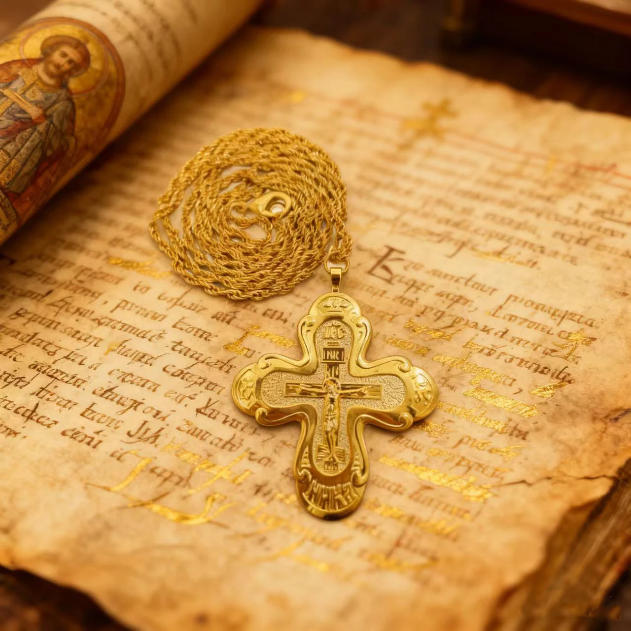 Nouveau pendentif croix orthodoxe pendentif jésus en alliage de Zinc collier croix cadeau pour les prêtres avec boîte-cadeau baptême culte bénédiction cadeau