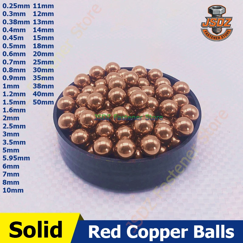 1-10000pcs 0.25-40mm Solid Red Copper Ball Bead Anti-corrosion Pure Purple Copper Ball 0.5/1/1.5/2/3/5.95/6/7/8/9/10/12/15/16/20