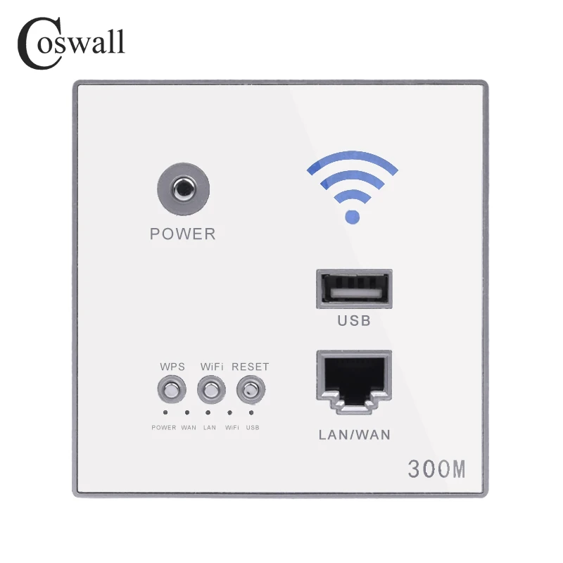 COSWALL 300M Wand Embedded Wireless AP Router USB Lade Port 1500mA Ausgang Wand WIFI Routeur Panel Buchse Image