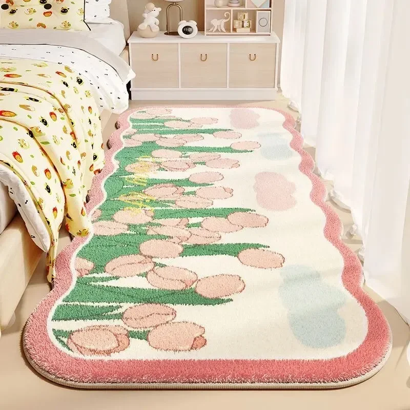 Lmitation Kaschmir-Teppich, Schlafzimmer, Bettdecke, Mädchen, Herz, schmutzabweisend, verdickt, saugfähig, nicht waschbar, Bodenmatte Image