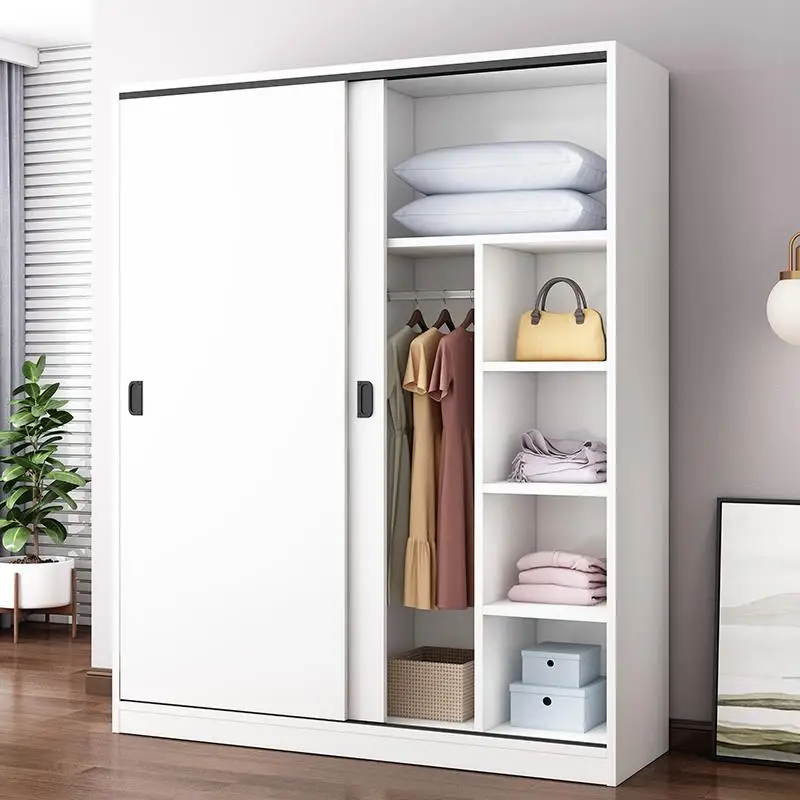 Kleiderschrank mit Schiebetüren, Schlafzimmer, Mietzimmer und einfache Montage, kleiner Aufbewahrungsschrank für Kinder aus Holz