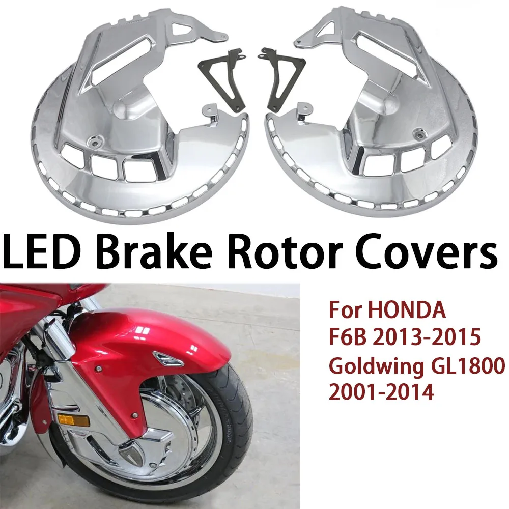 1 Paar Motorrad-Bremsscheibenabdeckungen mit LED-Feuerring, Moto-Bremsabdeckungslichtgehäuse für Honda GL1800 Goldwing 2001-2014 F6B Image