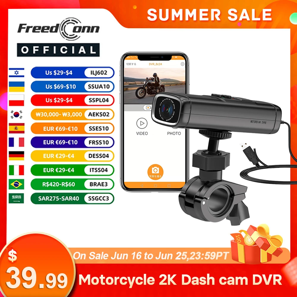 Luvin V8 Motorrad Dash Cam 2K 1440P Video Recorder Dvr Wifi App Wasserdicht G Sensor Loopcycle WDR Nachtsicht Motor Fahren Image