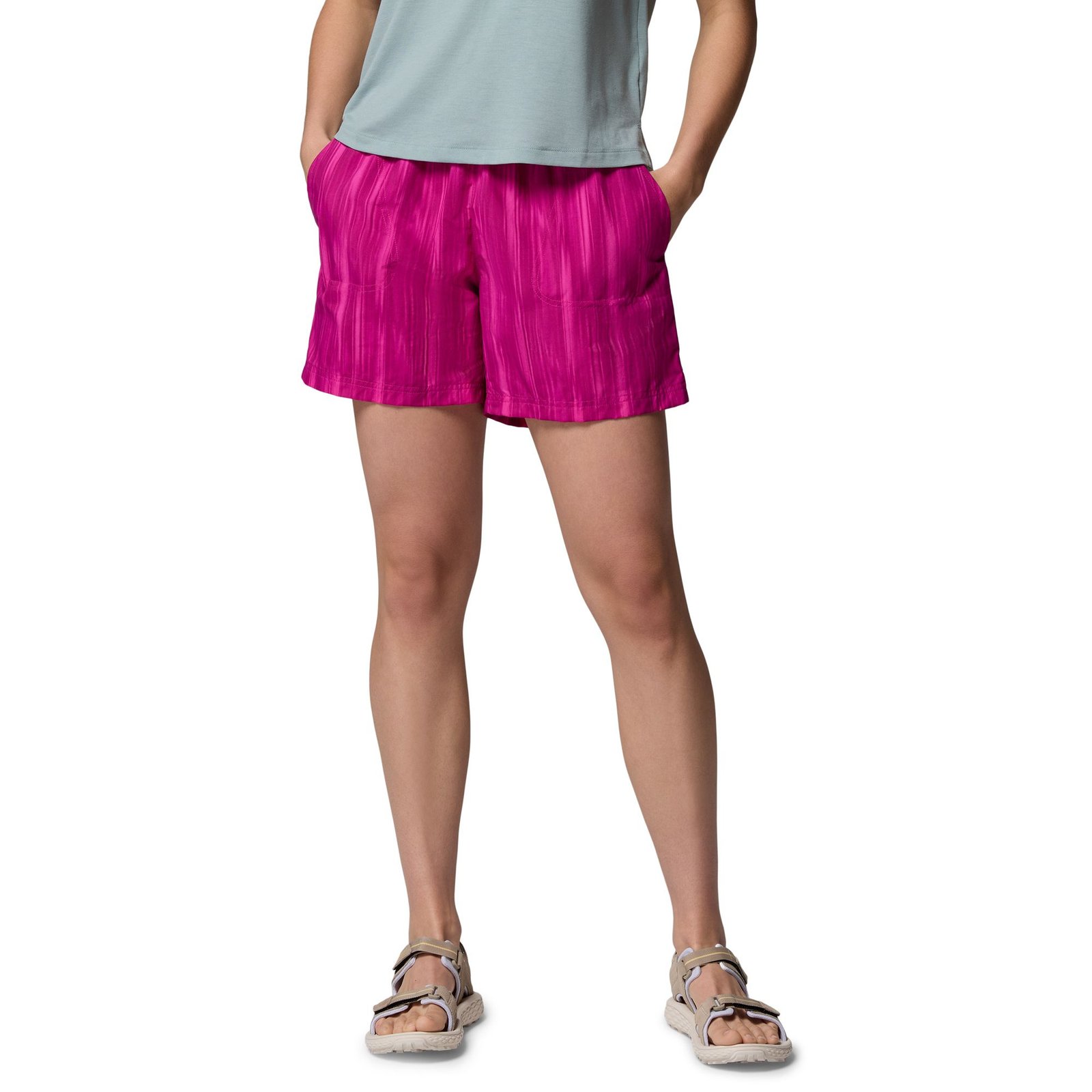 Columbia Women's Sandy River Printed Short III (Size 2X) Fuchsia, Nylon